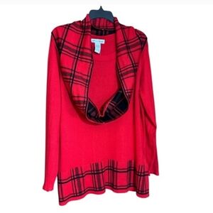 Rebecca Malone Red Plaid Women's Sweater Size XL New